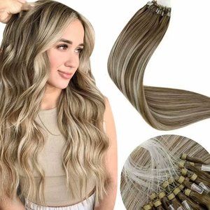 18" 100% Human Hair Microlink 50pcs 50g Balayage #8/60/8